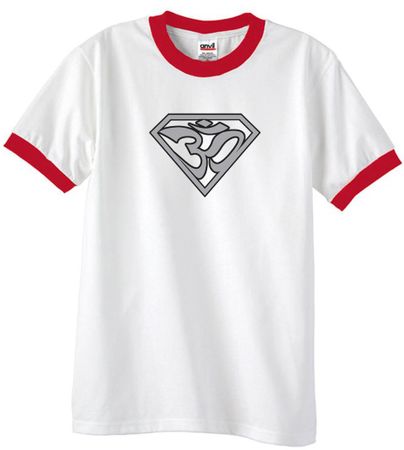 Mens Yoga T-Shirt Super OM Ringer Shirt