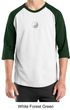 Mens Yoga T-shirt Yin Yang Small Print 3/4 Sleeve Raglan Shirt
