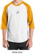 Mens Yoga T-shirt Yin Yang Small Print 3/4 Sleeve Raglan Shirt