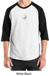 Mens Yoga T-shirt Yin Yang Small Print 3/4 Sleeve Raglan Shirt Mens Yoga T-shirt Yin Yang Small Print 3/4 Sleeve Raglan Shirt