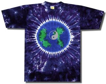 Mens Yoga T-shirt Yin Yang Small Print Earth Tie Dye Tee Shirt