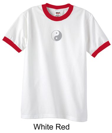 Mens Yoga T-shirt Yin Yang Small Print Meditation Ringer Shirt