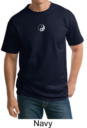 Mens Yoga T-shirt Yin Yang Small Print Meditation Tall Tee Shirt