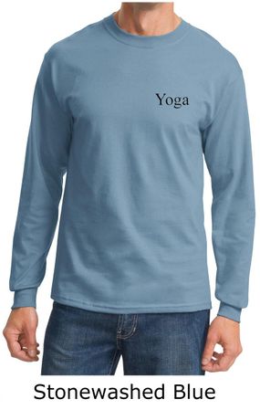 Mens Yoga T-shirt Yoga Logo Pocket Print Adult Long Sleeve Shirt