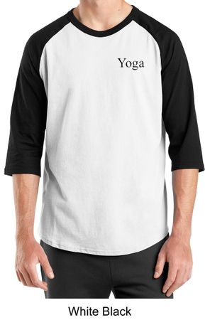 Mens Yoga T-shirt Yoga Logo Pocket Print Adult Raglan Shirt
