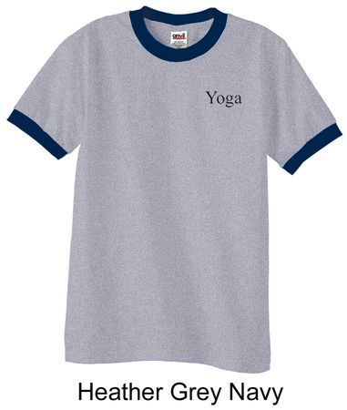 Mens Yoga T-shirt Yoga Logo Pocket Print Adult Ringer Shirt