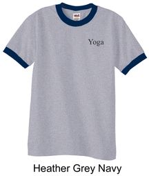 Mens Yoga T-shirt Yoga Logo Pocket Print Adult Ringer Shirt