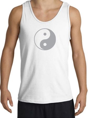 Mens Yoga Tank Top Yin Yang Big Print Meditation Tanktop