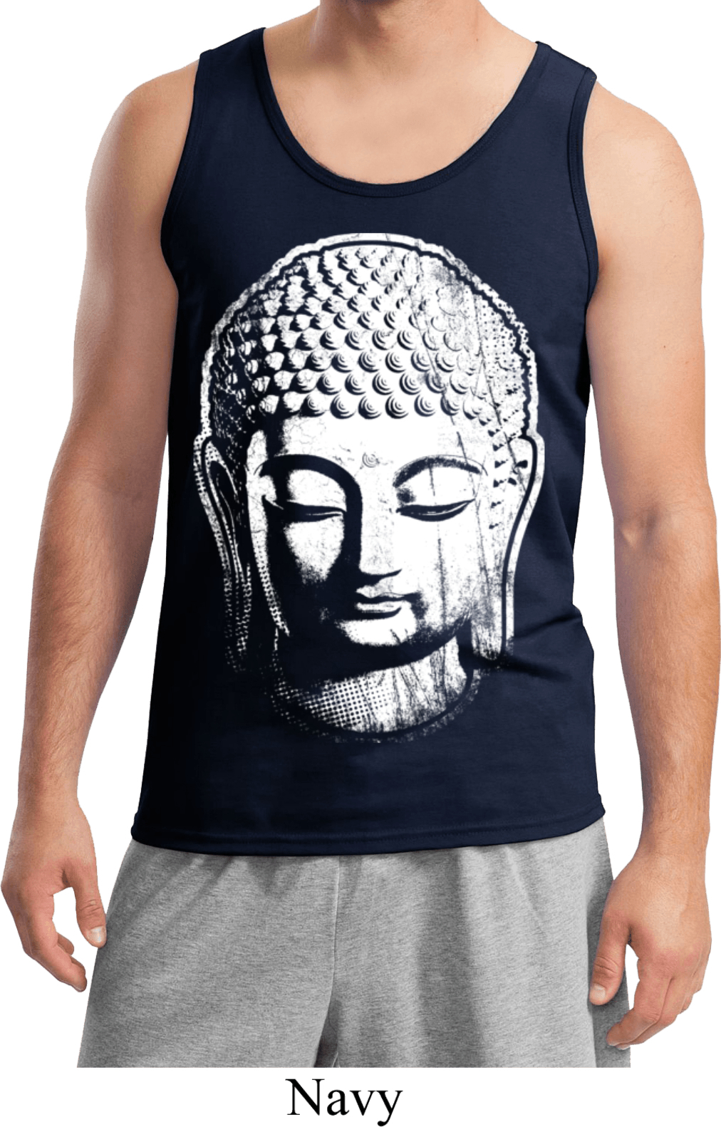 Mens Yoga Tanktop Big Buddha Head Tank Top Big Buddha Head Mens Yoga