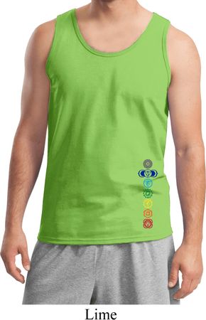 Mens Yoga Tanktop Colored Chakras Bottom Print Tank Top