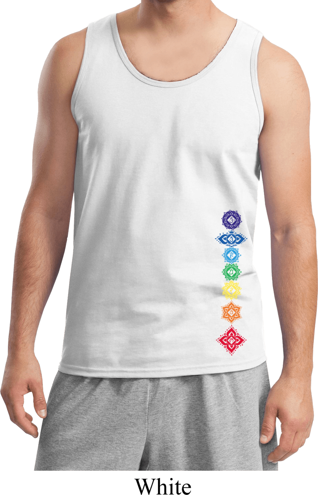 Mens Yoga Tanktop Floral Chakras Bottom Print Tank Top Floral Chakras
