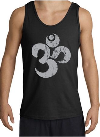 Mens Yoga Tanktop Grey Distressed OM Tanktop