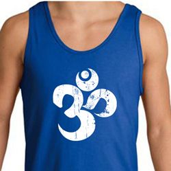 Mens Yoga Tanktop White Distressed OM Tank Top