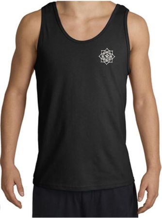 Mens Yoga Tanktop White Lotus OM Pocket Print Tank Top