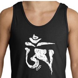 Mens Yoga Tanktop White Tibetan Om Tank Top
