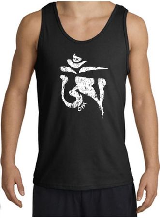 Mens Yoga Tanktop White Tibetan Om Tank Top