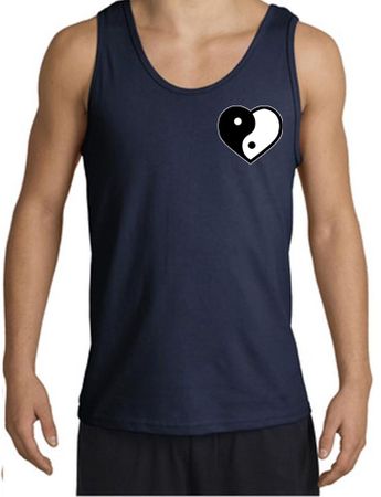 Mens Yoga Tanktop Yin Yang Heart Pocket Print Tank Top