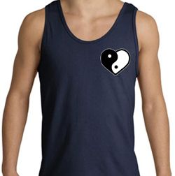 Mens Yoga Tanktop Yin Yang Heart Pocket Print Tank Top