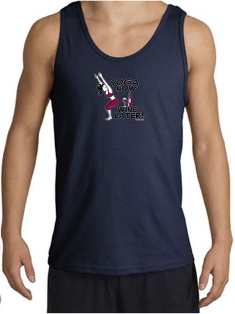 Mens Yoga Tanktop Yoga Now Wine Later Tank Top