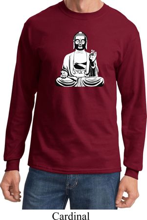 Mens Yoga Tee At Peace Buddha Long Sleeve