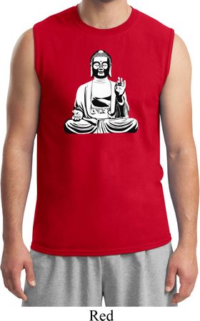 Mens Yoga Tee At Peace Buddha Muscle Shirt