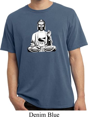 Mens Yoga Tee At Peace Buddha Pigment Dyed T-shirt