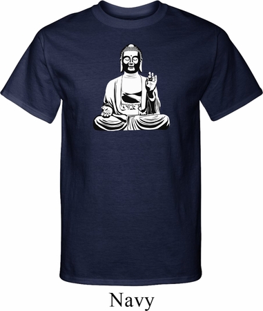 Mens Yoga Tee At Peace Buddha Tall T-shirt