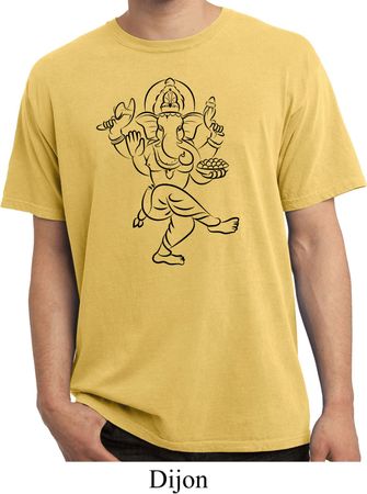 Mens Yoga Tee Black Sketch Ganesha Pigment Dyed T-shirt