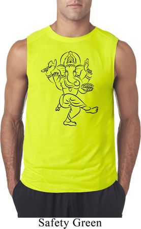 Mens Yoga Tee Black Sketch Ganesha Sleeveless Shirt