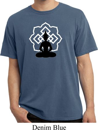 Mens Yoga Tee Buddha Lotus Pose Pigment Dyed T-shirt