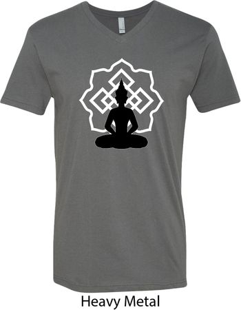 Mens Yoga Tee Buddha Lotus Pose V-neck Shirt