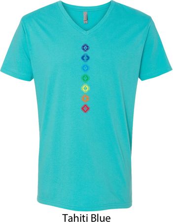 Mens Yoga Tee Diamond Chakras V-neck Shirt