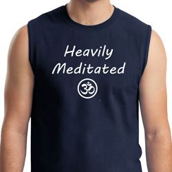 Mens Yoga Tee Heavily Meditated with OM Muscle Shirt