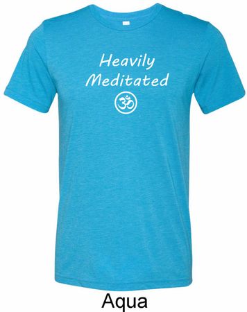 Mens Yoga Tee Heavily Meditated with OM Tri Blend Tee