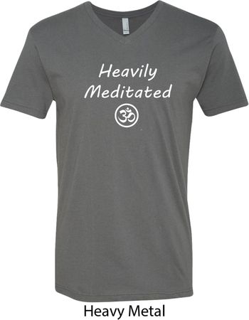Mens Yoga Tee Heavily Meditated with OM V-neck Shirt