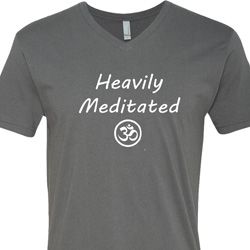 Mens Yoga Tee Heavily Meditated with OM V-neck Shirt