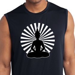 Mens Yoga Tee Meditating Buddha Dry Wicking Sleeveless Shirt Mens Yoga Tee Meditating Buddha Dry Wicking Sleeveless Shirt