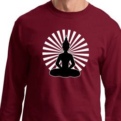 Mens Yoga Tee Meditating Buddha Long Sleeve Mens Yoga Tee Meditating Buddha Long Sleeve