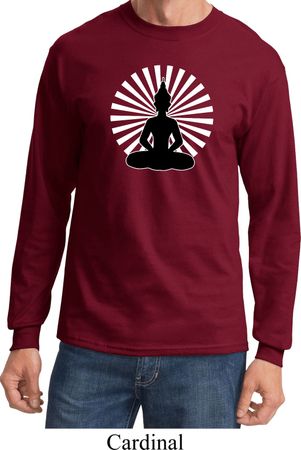Mens Yoga Tee Meditating Buddha Long Sleeve