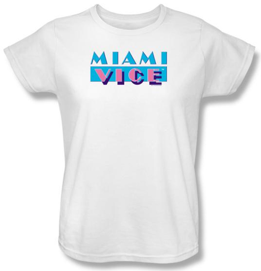 Miami Vice Ladies Tshirt Logo Classic White Tee Shirt Miami Vice Shirts