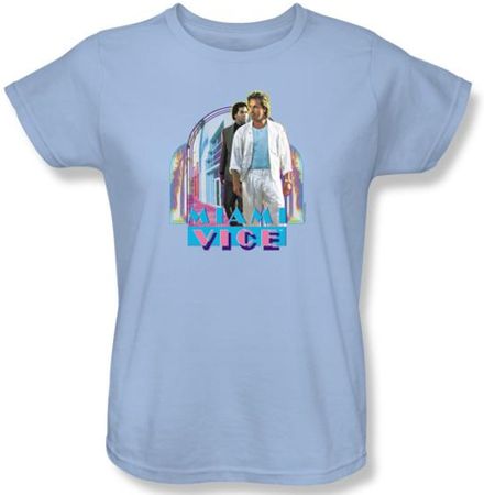 Miami Vice Ladies T-shirt Miami Heat Light Blue Tee Shirt