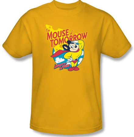 Mighty Mouse Adult T-shirt - Mouse of Tomorrow Gold Tee