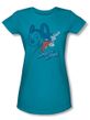 Mighty Mouse Juniors T-shirt Double Mouse Girly Turquoise Tee