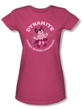 Mighty Mouse Juniors T-shirt Dynamite Girly Hot Pink Tee