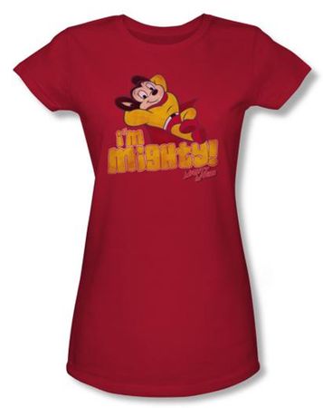 Mighty Mouse Juniors T-shirt I'm Mighty Girly Red Tee