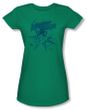 Mighty Mouse Juniors T-shirt Mighty Mouse Stars Girly Kelly Green Tee