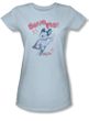 Mighty Mouse Juniors T-shirt -Save Me Girly Light Blue Tee