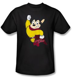 Mighty Mouse T-shirt - TV Series Classic Hero Youth Kids Black Tee