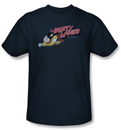 Mighty Mouse T-shirt - TV Series Mighty Retro Youth Kids Navy Blue Tee