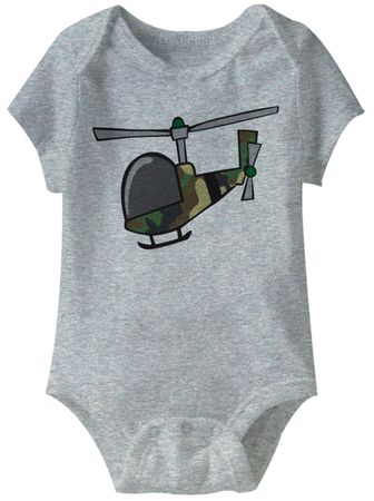 Military Helicopter Funny Baby Romper Grey Infant Babies Creeper